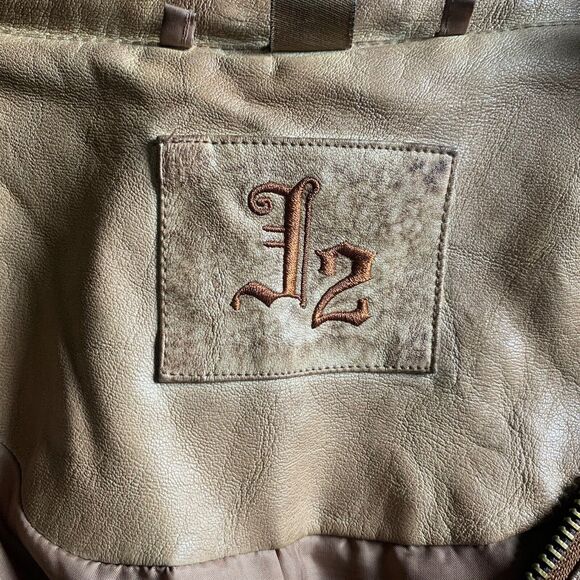 J2 Faux Leather Jacket Women XL Brown Aged Look Zip Front & Sleeves Lined - Picture 13 of 16